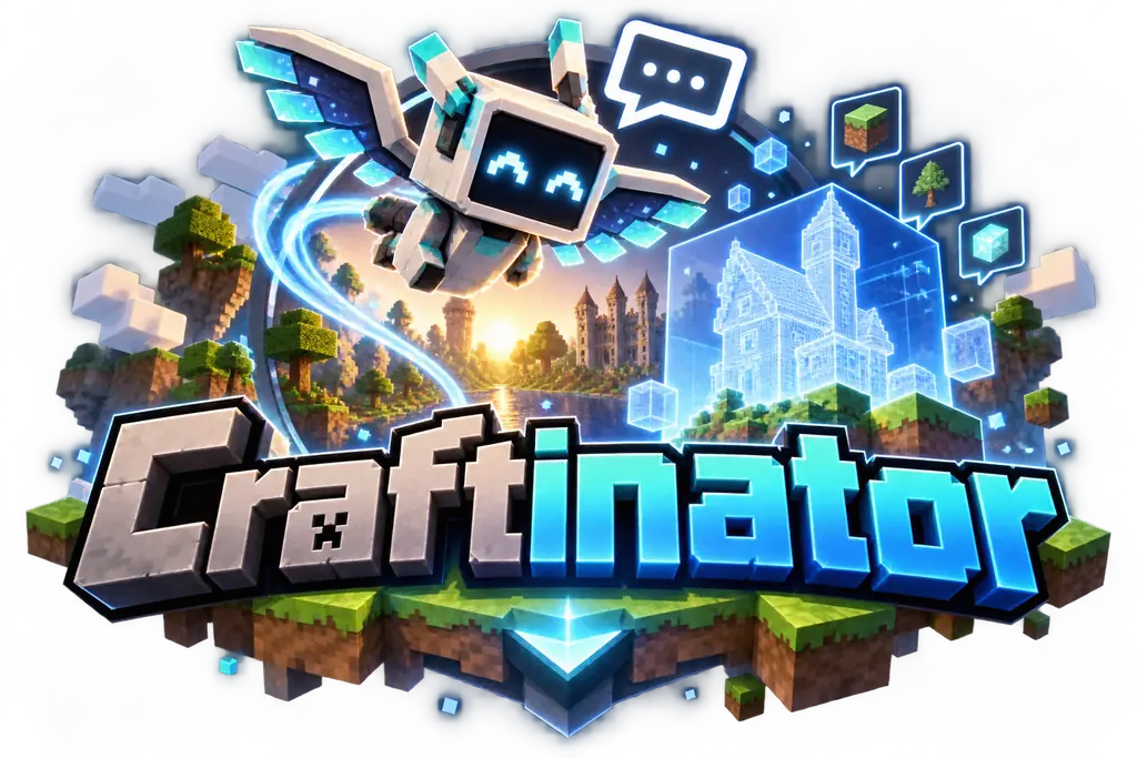 Craftinator – a flying AI companion building a castle in a Minecraft world